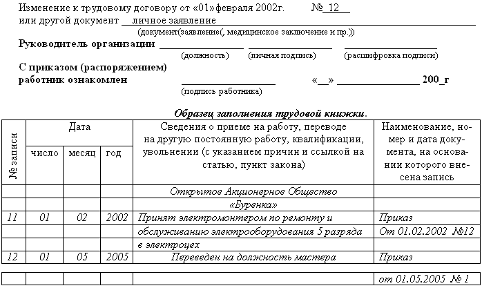 Трудовая книжка